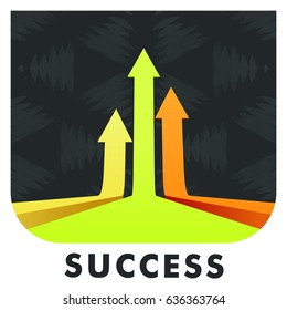 Vector icon of arrow with success text