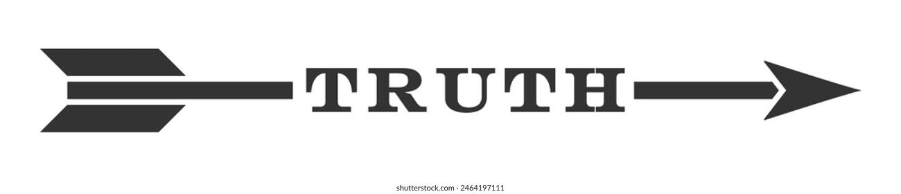 Vector icon of an arrow with the word "TRUTH" in the center, in a minimalist black and white style.