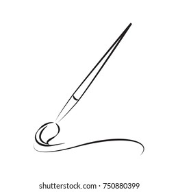 Vector icon of an artistic brush, flat design, isolated on a white background