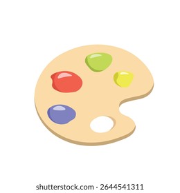 Vector icon of an artist's paint palette with colorful paint blobs. Great for art, creativity, and design-related themes.