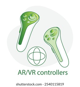 Vector icon for AR,VR Controllers. Shows controllers designed for immersive augmented and virtual reality experiences.