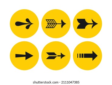 Vector icon of assorted arrows in yellow circle.