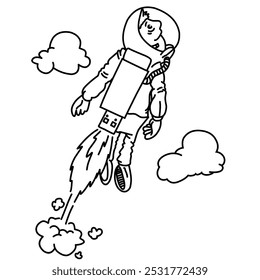 Icono de Vector Astronauta Volando con Energía USB