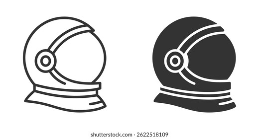 Vector icon of astronaut helmet in outline and solid style.