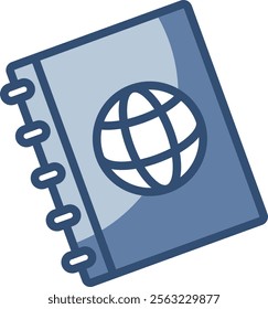 vector icon 	
atlas book, transparent background. replaceable blue color design
