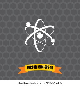 Vector Icon of Atom on Dark Gray Background. Eps.10.