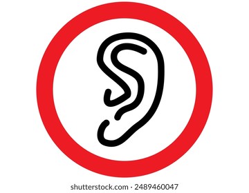 Vector icon - attention, you are overheard or overheard. Vector sign. Private property, territory.