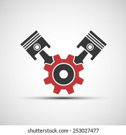 Vector icon of automotive engine
