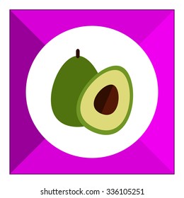 Vector icon of avocado and cut avocado half