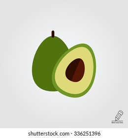 Vector icon of avocado and cut avocado half