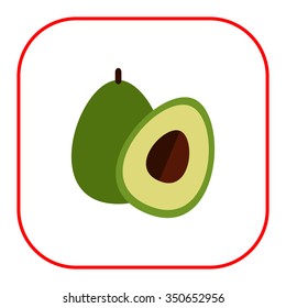 Vector icon of avocado and cut avocado half