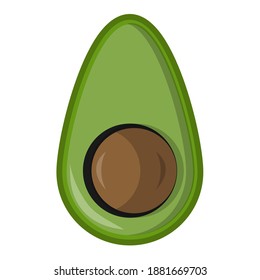 vector icon of avocado. avocado fruit in flat design  fresh whole, half, cut slice Summer fruits for healthy lifestyle. Organic fruit. Cartoon style. Vector illustration for any design