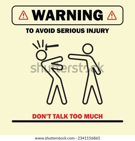 vector icon to avoid serious injury don't talk too much