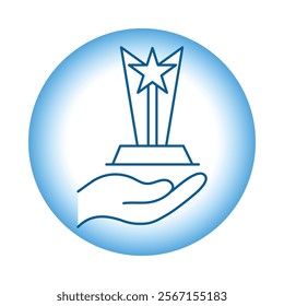 Vector icon for awards. Line art of a medal symbolizing victory, prizes, and achievement milestones.