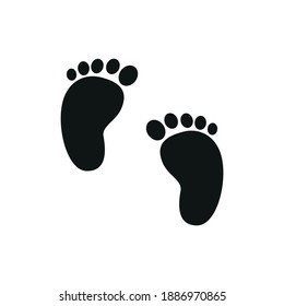 Vector icon baby footprints isolated on white background. Vector illustration.