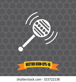 Vector Icon of Baby Rattle on Dark Gray Background. Eps.10.