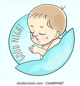 Vector icon with baby sleep. Color illustration.