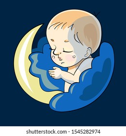 Vector icon with baby sleep. Color illustration.