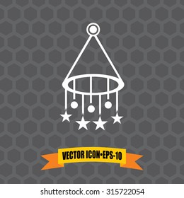 Vector Icon of Baby Wind Chimes on Dark Gray Background. Eps.10.