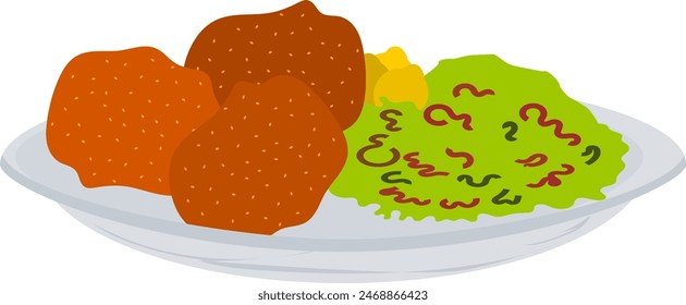 Vector icon of backed potatoes with lettuce.