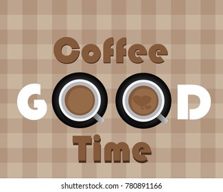 vector icon and background texture of coffee mug for good time