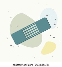 Vector icon of bactericidal protective plaster. First aid on multicolored background. Layers grouped for easy editing illustration. For your design.