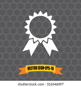Vector Icon of Badge on Dark Gray Background. Eps.10.