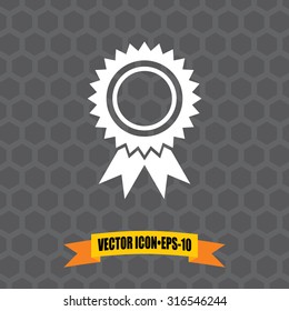 Vector Icon of Badge on Dark Gray Background. Eps.10.