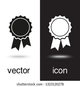 vector icon badge with ribbons on black and white background