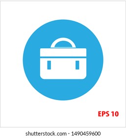 Vector icon of a bag with a blue circle