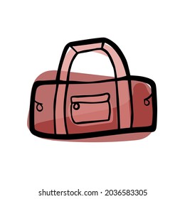 Icono vector de una bolsa en el estilo de doodle, sobre el tema del viaje. Día Mundial del Turismo