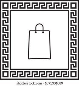 Vector icon bag in a frame with a Greek ornament