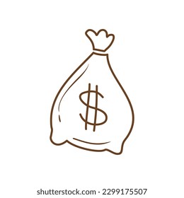 Icono del vector bolsa de dinero gráfico a mano