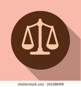 Vector icon of "balance" on a brown circle with a long shadow