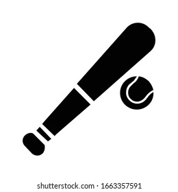Vector icon for ball and baseball bat.