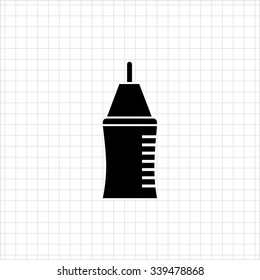 Vector icon of ball pen with rubber grip upper part with tip