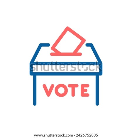 Vector Icon of Ballot Box with Vote: Thin Line Illustration for Election Day, Voting Process and Democracy Theme.