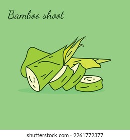 Vector icon of bamboo shoot. The product is a vegetable bamboo shoot. Illustration of food bamboo shoot in flat minimalism style