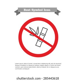 Vector icon of bamboo stem and leaves in prohibition sign, with text on gray ribbon and sample text