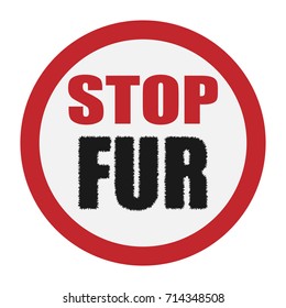 Vector icon of a ban on fur clothes. Stop the fur.