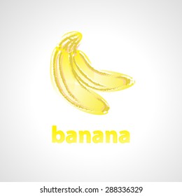 Vector icon of banana hand drawn with colorful chalk style