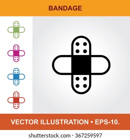 Vector Icon Of Bandage With Title & Small Multicolored Icons. Eps-10.
