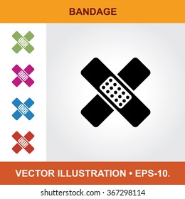 Vector Icon Of Bandage With Title & Small Multicolored Icons. Eps-10.