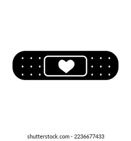Vector icon band-aid. Black and white band-aid, white background.