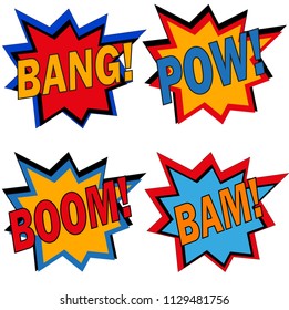 Vector icon of bang, boom, bam,pow. Vector illustration. Flat design for business financial marketing advertisement advertisement web concept cartoon illustration