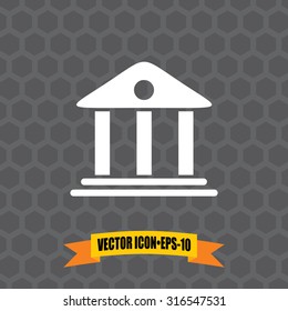 Vector Icon of Bank on Dark Gray Background. Eps.10.