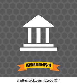 Vector Icon of Bank on Dark Gray Background. Eps.10.