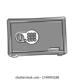 Caja de seguridad del banco de iconos del vector. Seguro para guardar documentos, estilo de dibujos animados de dinero sobre fondo blanco aislado.