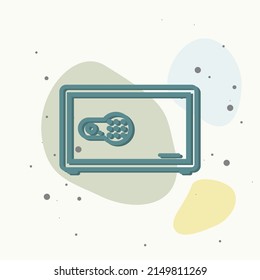 Vector icon bank safe. Safe for storing documents, money on multicolored background. Layers grouped for easy editing illustration. For your design.