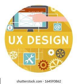 Vector Icon Or Banner Concept Of Ux Design. Flat Design